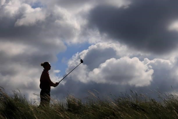 Marcel Siem of Germany plays his shot from the ninth tee during Day One of The 149th Open at Royal St George’s Golf Club on July 15, 2021 in...