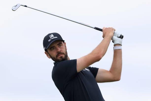 Troy Merritt of The United States tees off on the 5th hole during Day One of The 149th Open at Royal St George’s Golf Club on July 15, 2021 in...