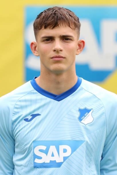 Nahuel Noll of TSG Hoffenheim poses during the team presentation at on July 15, 2021 in Sinsheim, Germany.