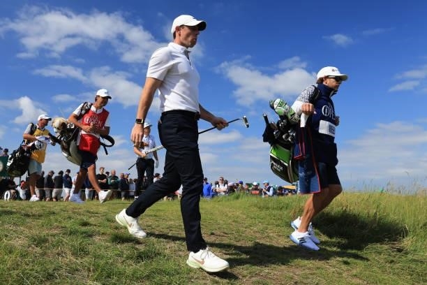 Rory McIlroy of Northern Ireland walks on the 2nd hole during Day One of The 149th Open at Royal St George’s Golf Club on July 15, 2021 in Sandwich,...