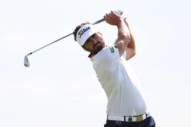 Antoine Rozner of France tees off on the 5th hole during Day One of The 149th Open at Royal St George’s Golf Club on July 15, 2021 in Sandwich,...