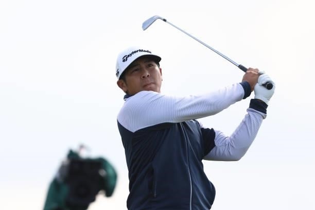 Kurt Kitayama of The United States tees off on the 5th hole during Day One of The 149th Open at Royal St George’s Golf Club on July 15, 2021 in...