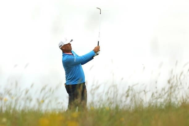 Stewart Cink of the United States plays a shot during Day One of The 149th Open at Royal St George’s Golf Club on July 15, 2021 in Sandwich, England.