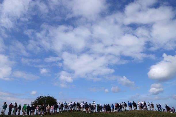 Spectators are seen during Day One of The 149th Open at Royal St George’s Golf Club on July 15, 2021 in Sandwich, England.