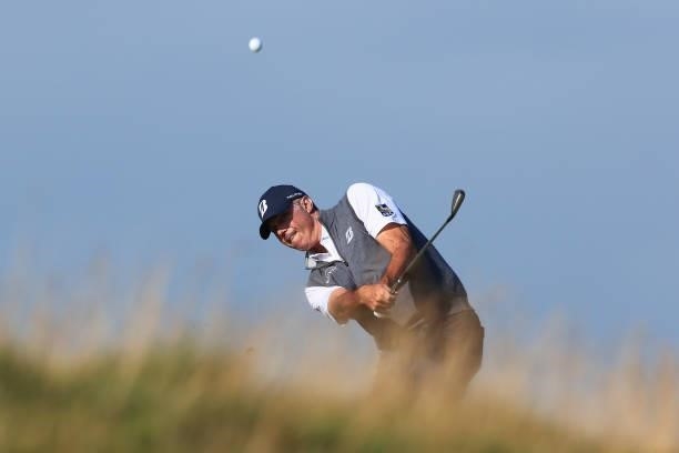 Matt Kuchar of The United States plays his second shot on the 8th hole during Day One of The 149th Open at Royal St George’s Golf Club on July 15,...