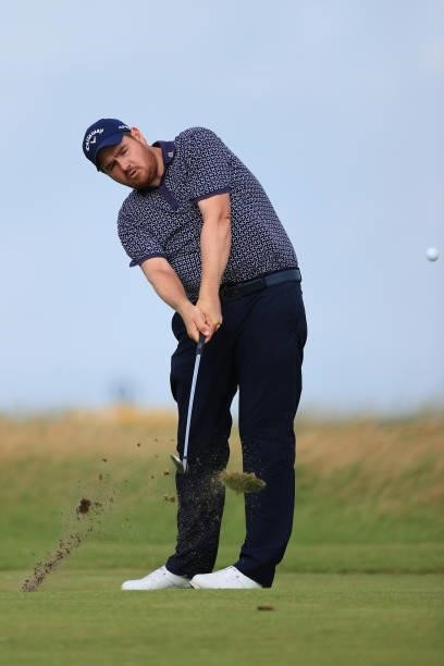 Deyen Lawson of Australia plays his second shot on the 8th hole during Day One of The 149th Open at Royal St George’s Golf Club on July 15, 2021 in...