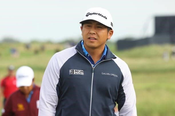 Kurt Kitayama of the United States looks on from the tenth hole during Day One of The 149th Open at Royal St George’s Golf Club on July 15, 2021 in...