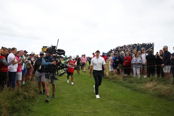 Rory McIlroy of Northern Ireland looks on during Day One of The 149th Open at Royal St George’s Golf Club on July 15, 2021 in Sandwich, England.