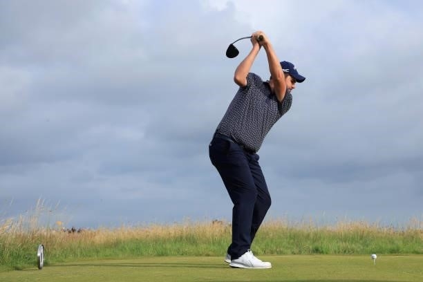 Deyen Lawson of Australia plays his shot from the tenth tee during Day One of The 149th Open at Royal St George’s Golf Club on July 15, 2021 in...