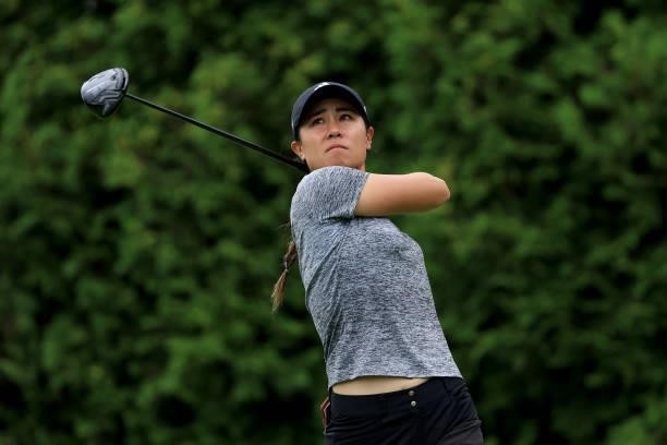 Danielle Kang plays a shot on the sixth hole during the second round of the Dow Great Lakes Bay Invitational at Midland Country Club on July 15, 2021...