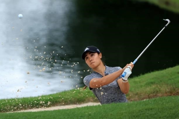 Danielle Kang plays a shot on the fifth hole during the second round of the Dow Great Lakes Bay Invitational at Midland Country Club on July 15, 2021...
