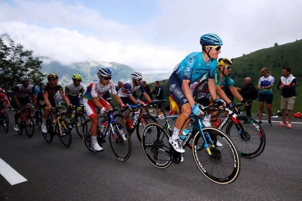 Jakob Fuglsang of Denmark and Team Astana - Premier Tech & Sonny Colbrelli of Italy and Team Bahrain - Victorious during the 108th Tour de France...