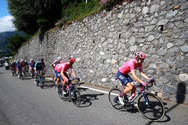 Neilson Powless of The United States and Team EF Education - Nippo leads The Peloton during the 108th Tour de France 2021, Stage 18 a 129,7km stage...