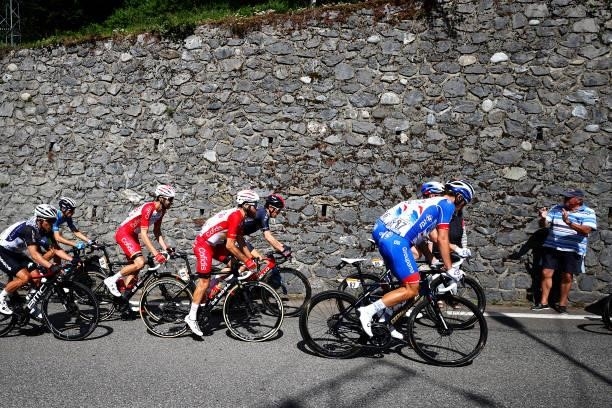 Simon Geschke of Germany and Team Cofidis, Valentin Madouas of France and Team Groupama - FDJ & The Peloton during the 108th Tour de France 2021,...