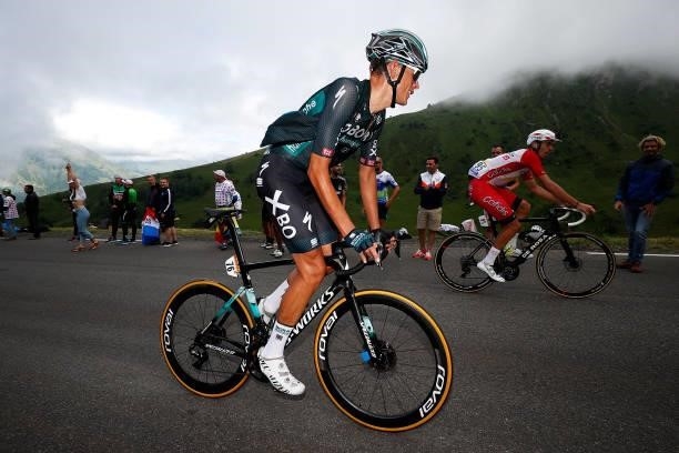 Nils Politt of Germany and Team BORA - Hansgrohe & Christophe Laporte of France and Team Cofidis during the 108th Tour de France 2021, Stage 18 a...