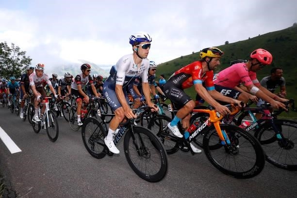 Guillaume Boivin of Canada and Team Israel Start-Up Nation & Marco Haller of Austria and Team Bahrain - Victorious during the 108th Tour de France...