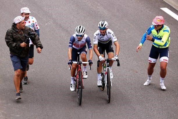 Kenny Elissonde of France and Team Trek - Segafredo & Julian Alaphilippe of France and Team Deceuninck - Quick-Step during the 108th Tour de France...