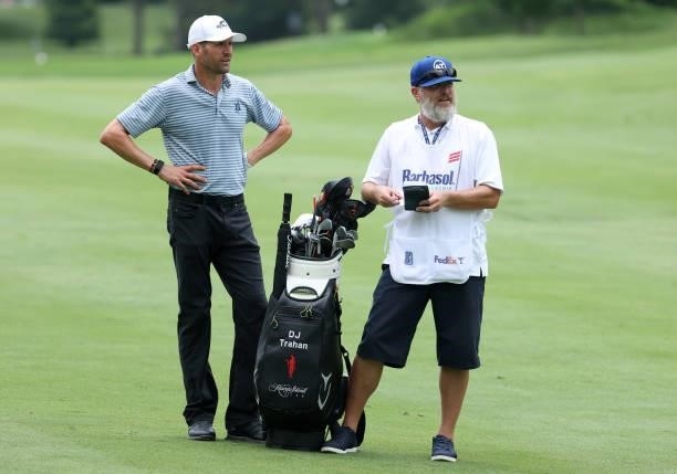 Trahan prepares to play his second shot on the 11th hole during the first round of the Barbasol Championship at Keene Trace Golf Club on July 15,...