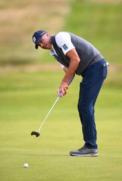 Matt Kuchar of The United States putts on the 11th green during Day One of The 149th Open at Royal St George’s Golf Club on July 15, 2021 in...