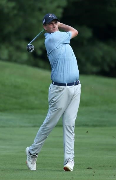 Henrik Norlander of Sweden plays his shot on the 11th hole during the first round of the Barbasol Championship at Keene Trace Golf Club on July 15,...