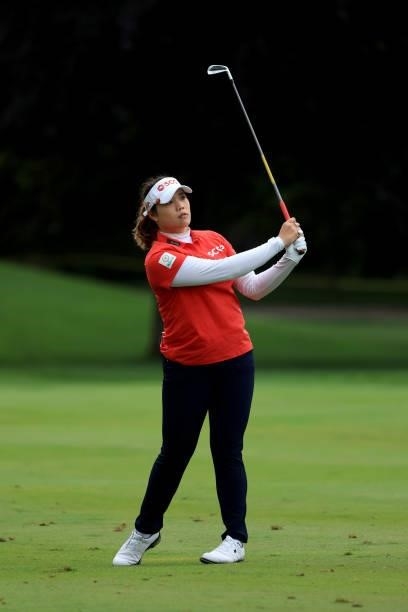 Ariya Jutanugarn of Thailand plays a shot on the 16th hole during the second round of the Dow Great Lakes Bay Invitational at Midland Country Club on...