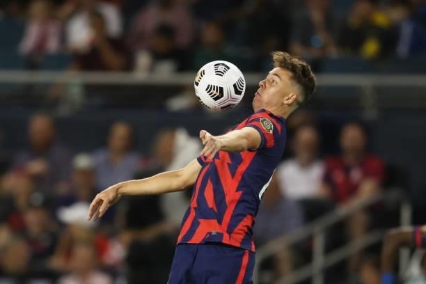 Matthew Hoppe of United States controls the ball during the Group B match between Martinique and United States as part of the 2021 CONCACAF Gold Cup...