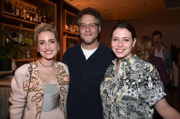 Zoe Lister-Jones, Seth Rogen, and Lauren Miller attend the Los Angeles Premiere of "How It Ends