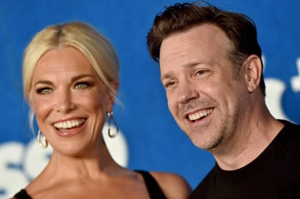 Hannah Waddingham and Jason Sudeikis attend Apple's "Ted Lasso