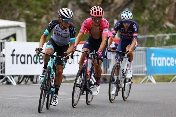 Esteban Chaves of Colombia and Team BikeExchange & Ruben Guerreiro of Portugal and Team EF Education - Nippo at Luz Ardiden during the 108th Tour de...