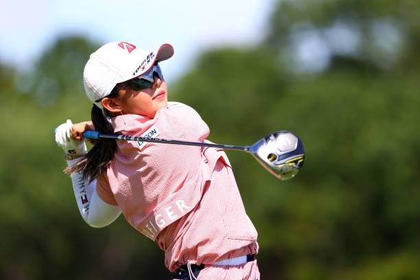 Yuri Yoshida of Japan hits her tee shot on the 17th hole during first round of the GMO Internet Ladies Samantha Thavasa Global Cup at Eagle Point...
