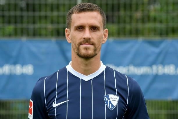 Simon Zoller of VfL Bochum poses during the team presentation on July 16, 2021 in Bochum, Germany.