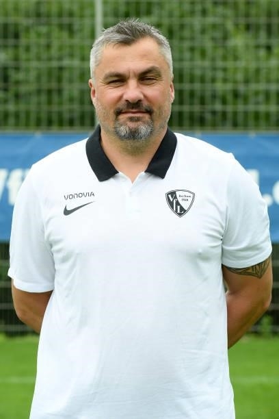 Head coach Thomas Reis of VfL Bochum poses during the team presentation at on July 16, 2021 in Bochum, Germany.