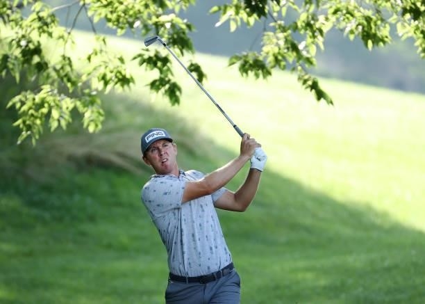 Seamus Power of Ireland plays his second shot on the 11th hole during the second round of the Barbasol Championship at Keene Trace Golf Club on July...