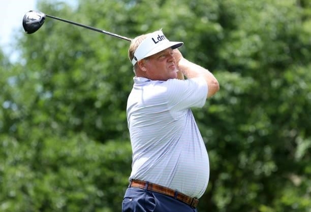 Carl Pettersson of Sweden plays his shot from the 11th tee during the second round of the Barbasol Championship at Keene Trace Golf Club on July 16,...