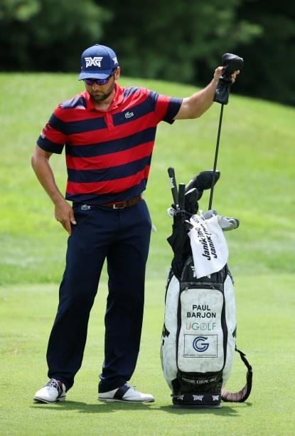 Paul Barjon prepares to play his shot on the 11th hole during the second round of the Barbasol Championship at Keene Trace Golf Club on July 16, 2021...