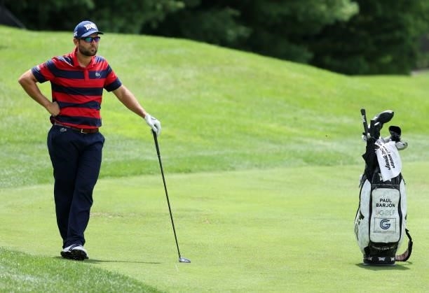 Paul Barjon prepares to play his shot on the 11th hole during the second round of the Barbasol Championship at Keene Trace Golf Club on July 16, 2021...