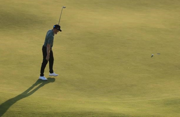 Marcel Schneider of Germany putts on the 15th green during Day Two of The 149th Open at Royal St George’s Golf Club on July 16, 2021 in Sandwich,...
