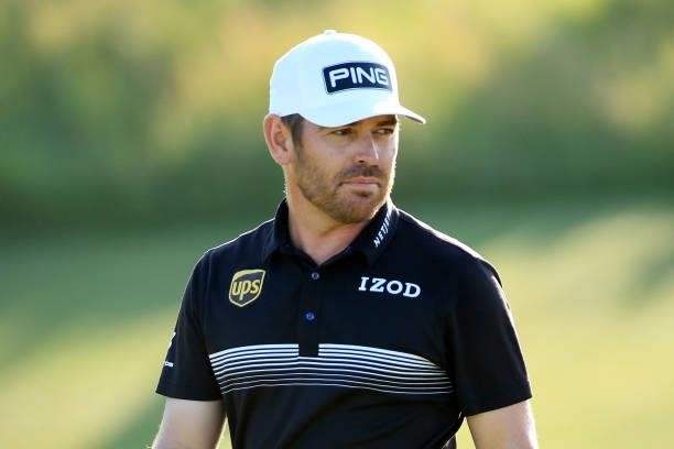 Louis Oosthuizen of South Africa looks on from the 16th hole during Day Two of The 149th Open at Royal St George’s Golf Club on July 16, 2021 in...
