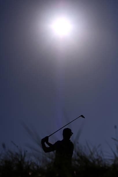 Golfer is seen on the 12th tee during Day Two of The 149th Open at Royal St George’s Golf Club on July 16, 2021 in Sandwich, England.