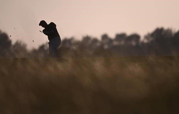 An Byeong-hun of South Korea plays his second shot on the 15th hole during Day Two of The 149th Open at Royal St George’s Golf Club on July 16, 2021...