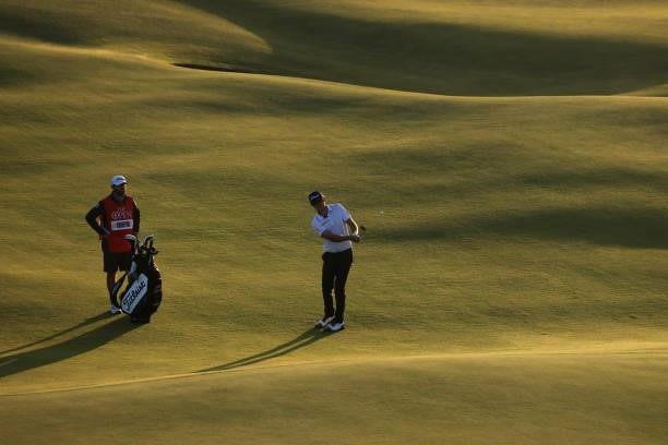 Lanto Griffin of The United States plays his third shot on the 15th hole during Day Two of The 149th Open at Royal St George’s Golf Club on July 16,...