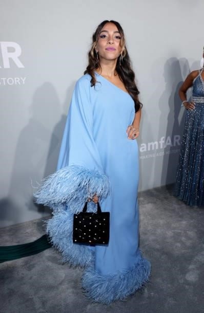 Sarah Taibah attends the amfAR Cannes Gala 2021 at Villa Eilenroc on July 16, 2021 in Cap d'Antibes, France.