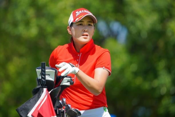 Miyu Shinkai of Japan is seen on the 14th tee during the second round of the GMO Internet Ladies Samantha Thavasa Global Cup at Eagle Point Golf Club...