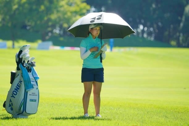 Maiko Wakabayashi of Japan is seen before her second shot on the 15th hole during the second round of the GMO Internet Ladies Samantha Thavasa Global...