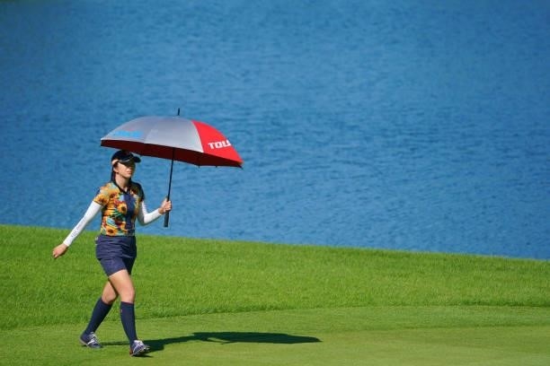 Kotone Hori of Japan walks on the 17th fairway during the second round of the GMO Internet Ladies Samantha Thavasa Global Cup at Eagle Point Golf...