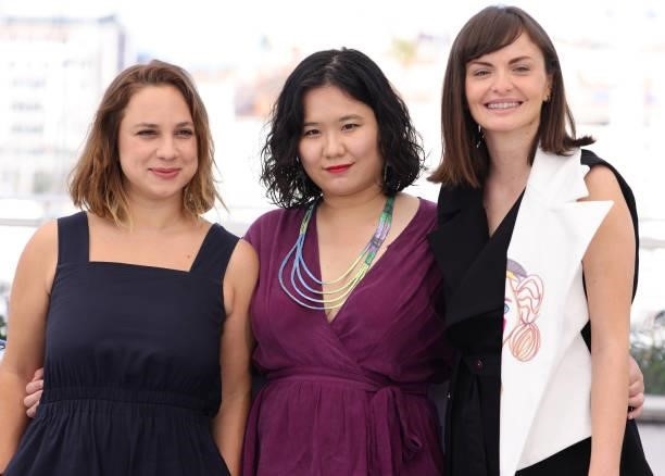 Jasmin Tenucci, Tang Yi and Marija Apchevska attend the Directors Of Short Movies photocall during the 74th annual Cannes Film Festival on July 17,...