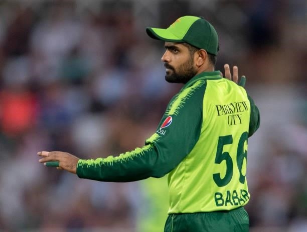 Pakistan captain Babar Azam during the 1st T20I between England and Pakistan at Trent Bridge on July 16, 2021 in Nottingham, England.