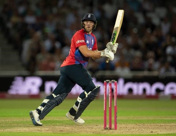 David Willey of England batting during the 1st T20I between England and Pakistan at Trent Bridge on July 16, 2021 in Nottingham, England.