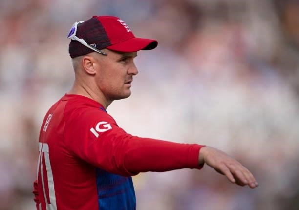 Jason Roy of England during the 1st T20I between England and Pakistan at Trent Bridge on July 16, 2021 in Nottingham, England.