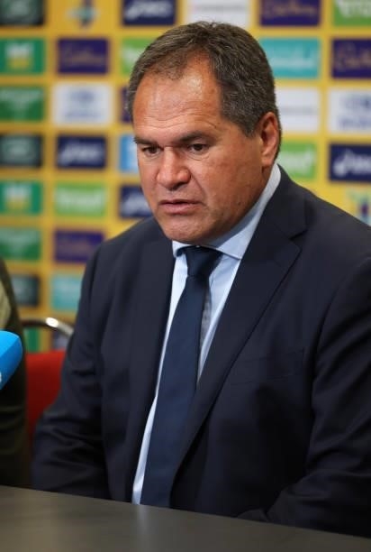 Wallabies coach Dave Rennie speaks to the media after during the International Test Match between the Australian Wallabies and France at Suncorp...